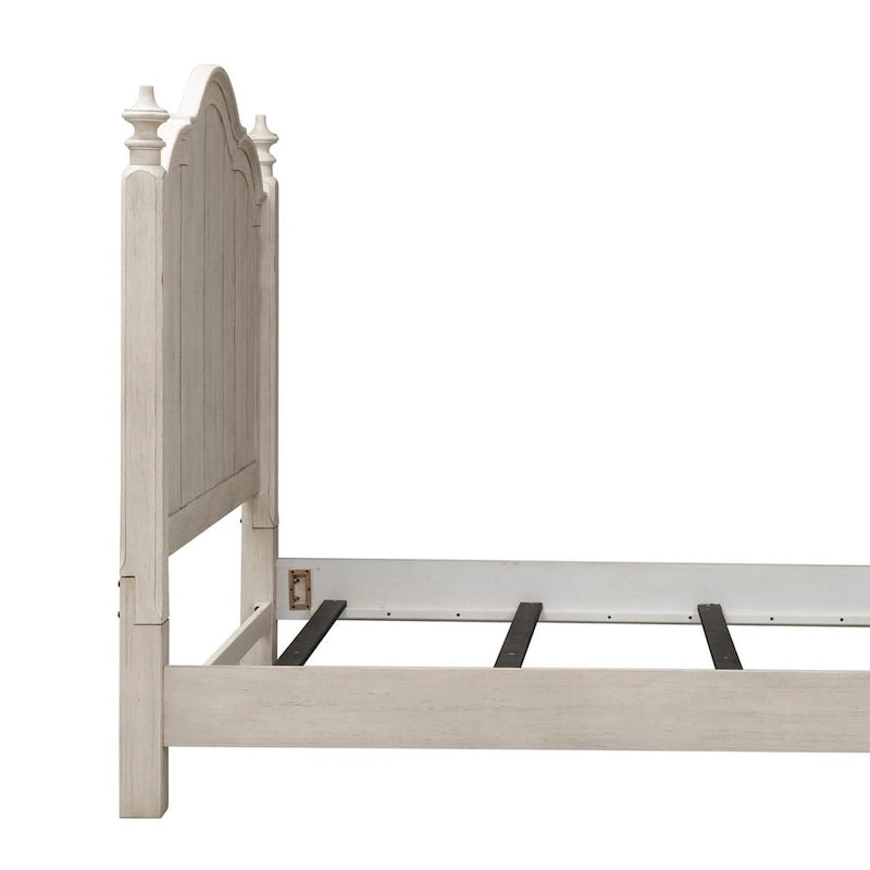 Tête de lit à baldaquin king en pin blanc antique et châtaigne avec montants tournés et finition brossée – Simple