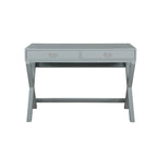Bureau d'écriture monoposte en MDF et pin X-Frame, coloris turquoise/marine/gris, avec 2 tiroirs