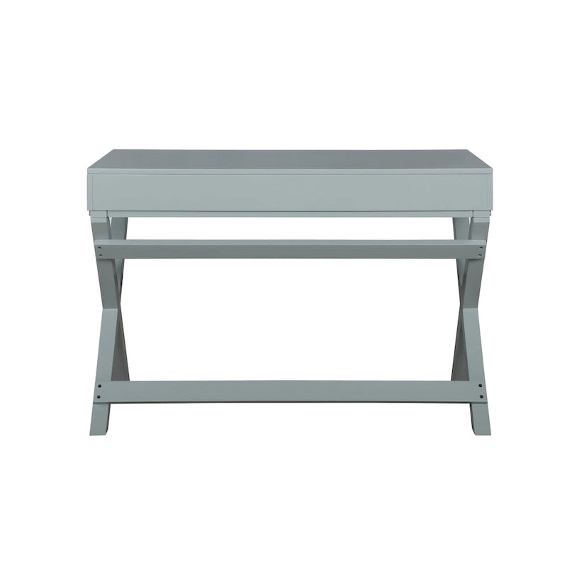 Bureau d'écriture monoposte en MDF et pin X-Frame, coloris turquoise/marine/gris, avec 2 tiroirs