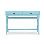 Bureau d'écriture monoposte en MDF et pin X-Frame, coloris turquoise/marine/gris, avec 2 tiroirs