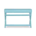 Bureau d'écriture monoposte en MDF et pin X-Frame, coloris turquoise/marine/gris, avec 2 tiroirs