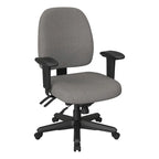 Chaise de bureau ergonomique noire à dossier mi-haut avec support lombaire, accoudoirs réglables, dossier à cliquet et certifiée Greenguard – Unique