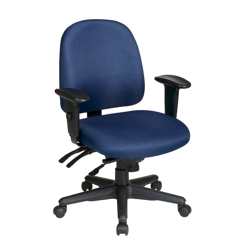 Chaise de bureau ergonomique noire à dossier mi-haut avec support lombaire, accoudoirs réglables, dossier à cliquet et certifiée Greenguard – Unique