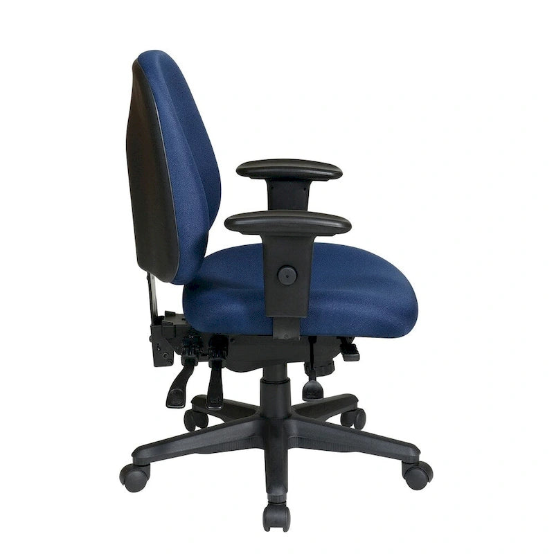 Chaise de bureau ergonomique noire à dossier mi-haut avec support lombaire, accoudoirs réglables, dossier à cliquet et certifiée Greenguard – Unique