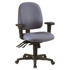 Chaise de bureau ergonomique noire à dossier mi-haut avec support lombaire, accoudoirs réglables, dossier à cliquet et certifiée Greenguard – Unique