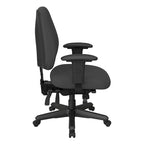 Chaise de bureau ergonomique noire à dossier mi-haut avec support lombaire, accoudoirs réglables, dossier à cliquet et certifiée Greenguard – Unique