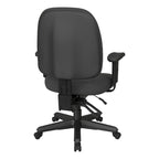 Chaise de bureau ergonomique noire à dossier mi-haut avec support lombaire, accoudoirs réglables, dossier à cliquet et certifiée Greenguard – Unique