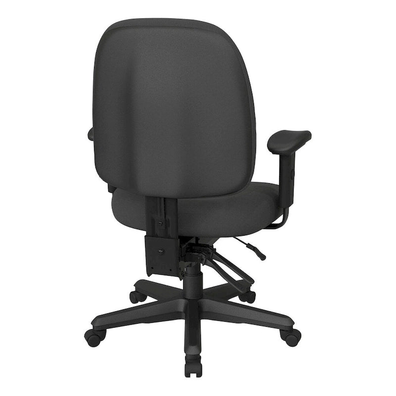 Chaise de bureau ergonomique noire à dossier mi-haut avec support lombaire, accoudoirs réglables, dossier à cliquet et certifiée Greenguard – Unique