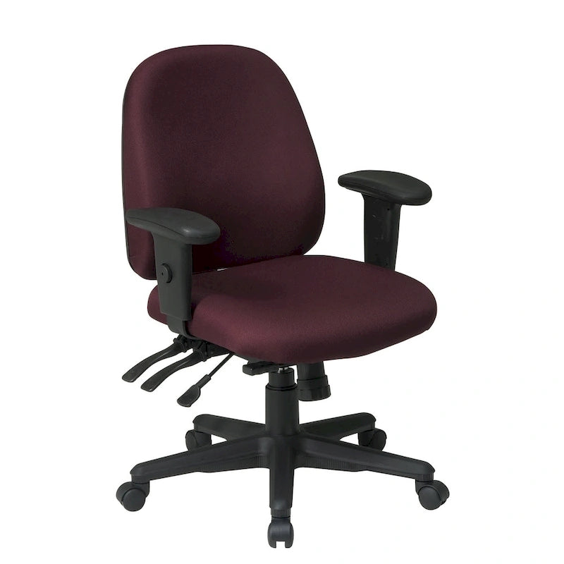 Chaise de bureau ergonomique noire à dossier mi-haut avec support lombaire, accoudoirs réglables, dossier à cliquet et certifiée Greenguard – Unique