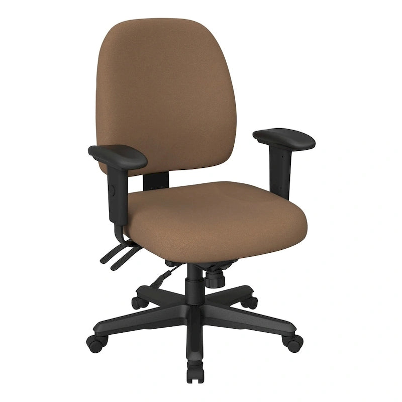 Chaise de bureau ergonomique noire à dossier mi-haut avec support lombaire, accoudoirs réglables, dossier à cliquet et certifiée Greenguard – Unique