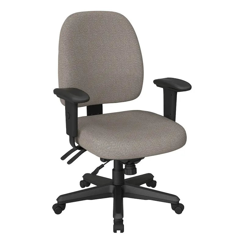 Chaise de bureau ergonomique noire à dossier mi-haut avec support lombaire, accoudoirs réglables, dossier à cliquet et certifiée Greenguard – Unique