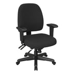 Chaise de bureau ergonomique noire à dossier mi-haut avec support lombaire, accoudoirs réglables, dossier à cliquet et certifiée Greenguard – Unique