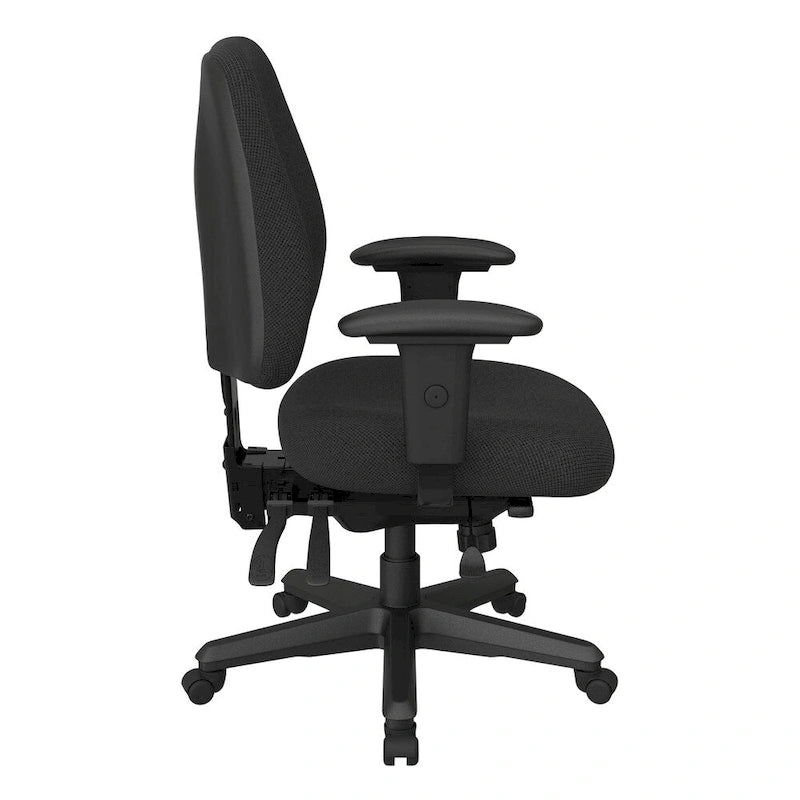 Chaise de bureau ergonomique noire à dossier mi-haut avec support lombaire, accoudoirs réglables, dossier à cliquet et certifiée Greenguard – Unique