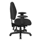 Chaise de bureau ergonomique noire à dossier mi-haut avec support lombaire, accoudoirs réglables, dossier à cliquet et certifiée Greenguard – Unique