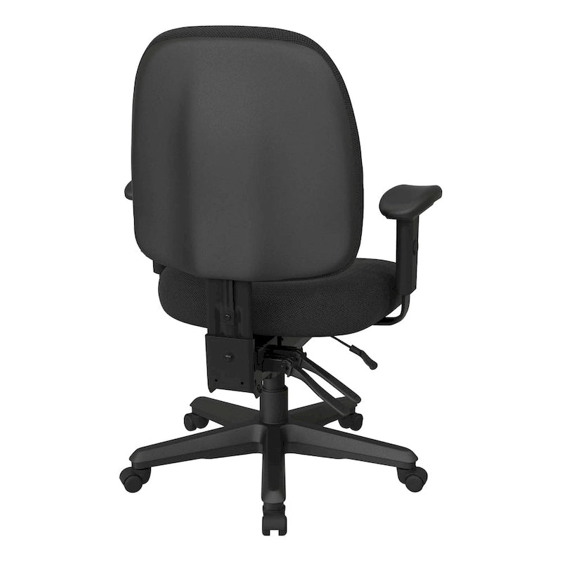 Chaise de bureau ergonomique noire à dossier mi-haut avec support lombaire, accoudoirs réglables, dossier à cliquet et certifiée Greenguard – Unique