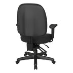 Chaise de bureau ergonomique noire à dossier mi-haut avec support lombaire, accoudoirs réglables, dossier à cliquet et certifiée Greenguard – Unique