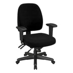 Chaise de bureau ergonomique noire à dossier mi-haut avec support lombaire, accoudoirs réglables, dossier à cliquet et certifiée Greenguard – Unique