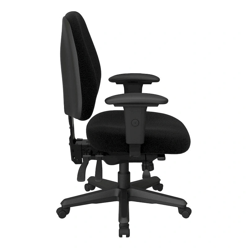 Chaise de bureau ergonomique noire à dossier mi-haut avec support lombaire, accoudoirs réglables, dossier à cliquet et certifiée Greenguard – Unique