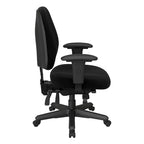 Chaise de bureau ergonomique noire à dossier mi-haut avec support lombaire, accoudoirs réglables, dossier à cliquet et certifiée Greenguard – Unique