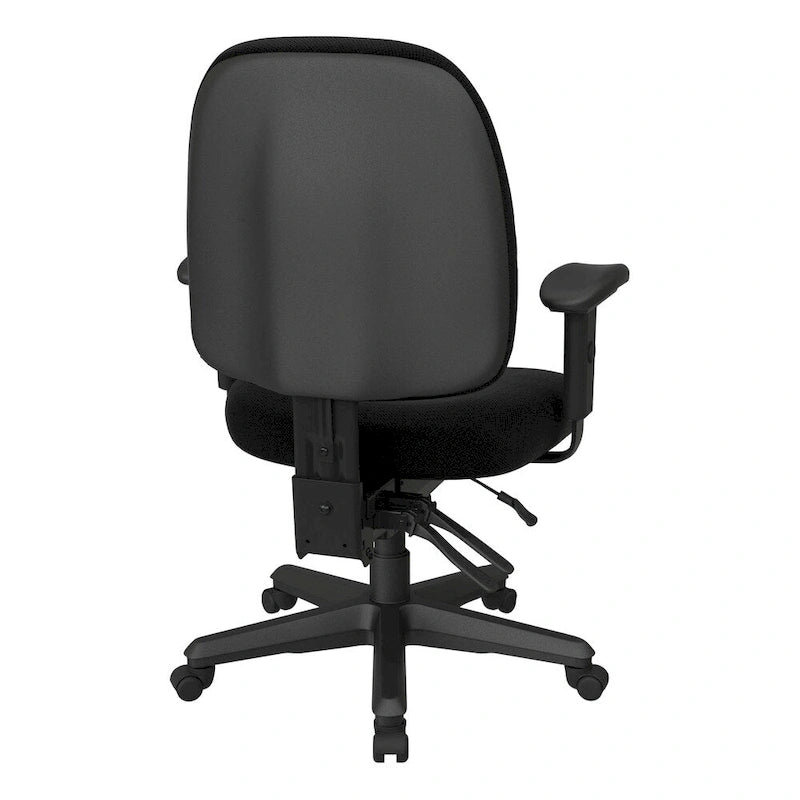 Chaise de bureau ergonomique noire à dossier mi-haut avec support lombaire, accoudoirs réglables, dossier à cliquet et certifiée Greenguard – Unique