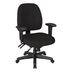 Chaise de bureau ergonomique noire à dossier mi-haut avec support lombaire, accoudoirs réglables, dossier à cliquet et certifiée Greenguard – Unique