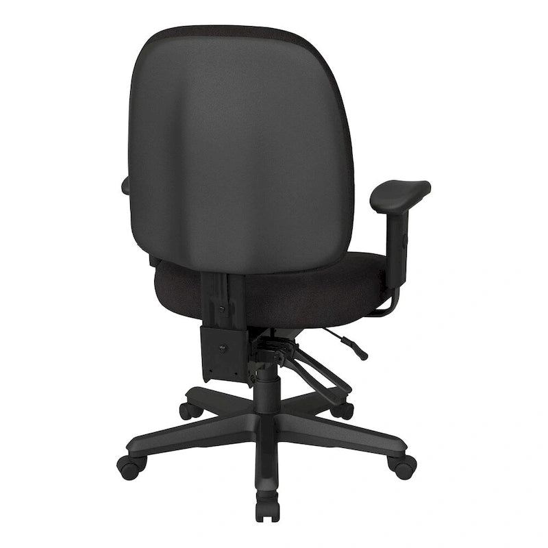 Chaise de bureau ergonomique noire à dossier mi-haut avec support lombaire, accoudoirs réglables, dossier à cliquet et certifiée Greenguard – Unique