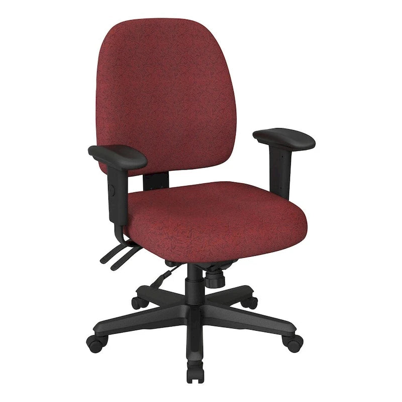 Chaise de bureau ergonomique noire à dossier mi-haut avec support lombaire, accoudoirs réglables, dossier à cliquet et certifiée Greenguard – Unique