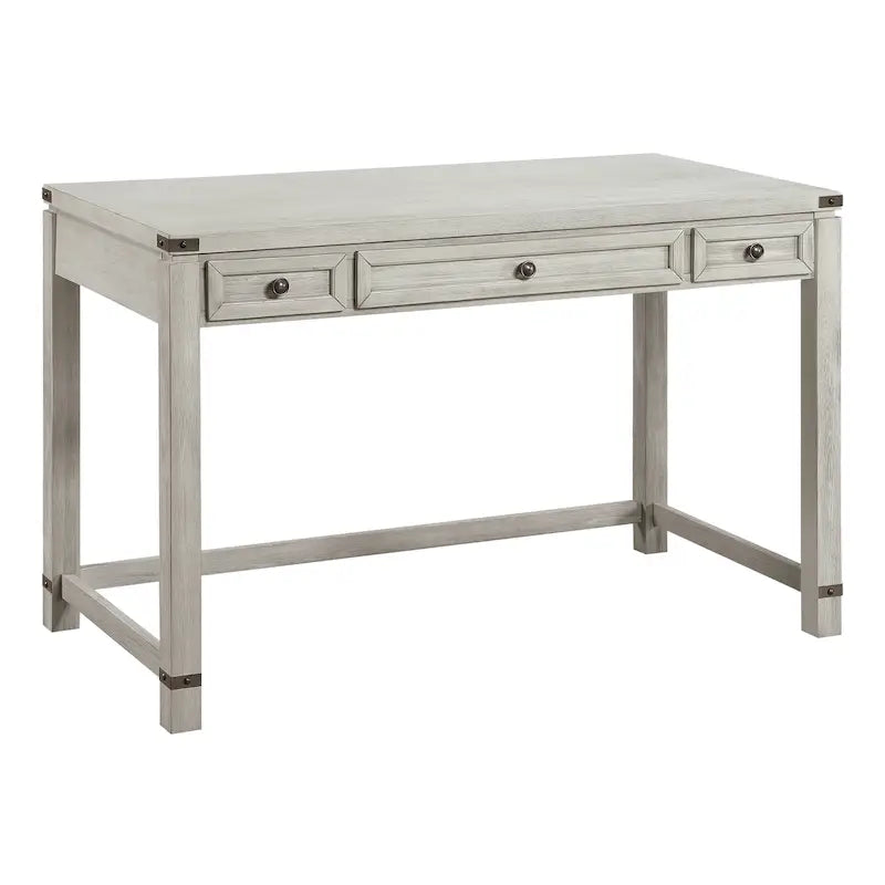 Bureau d'écriture industriel rustique marron/blanc cassé avec 3 tiroirs – 122 cm L