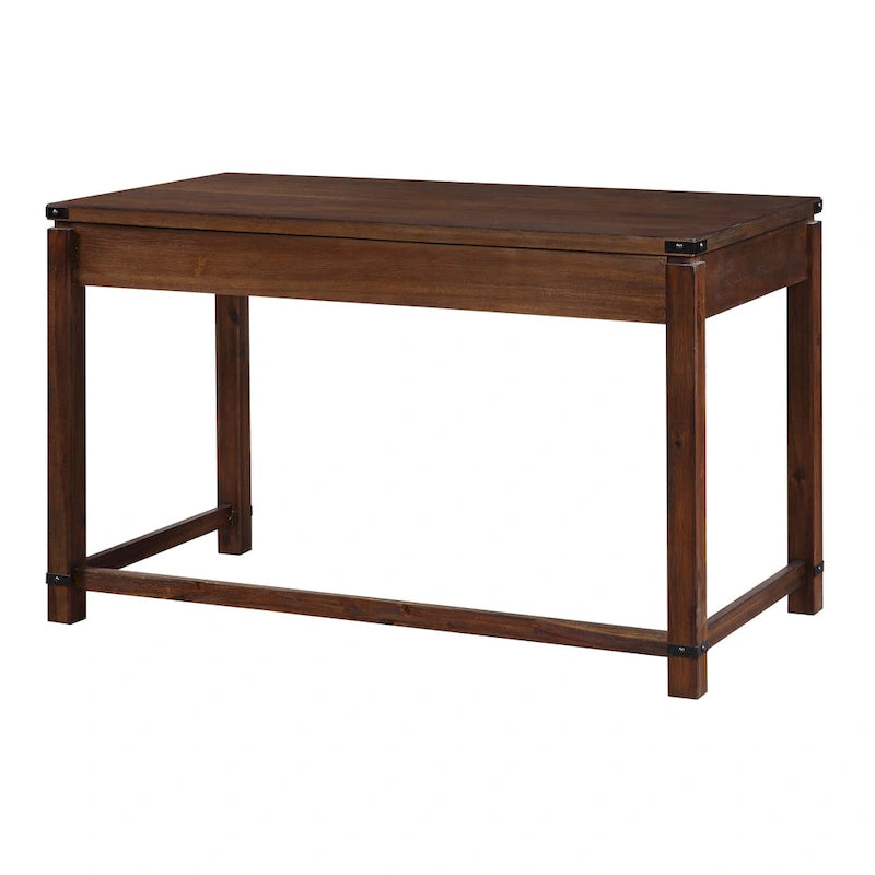 Bureau d'écriture industriel rustique marron/blanc cassé avec 3 tiroirs – 122 cm L