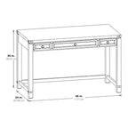 Bureau d'écriture industriel rustique marron/blanc cassé avec 3 tiroirs – 122 cm L