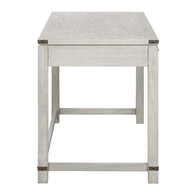 Bureau d'écriture industriel rustique marron/blanc cassé avec 3 tiroirs – 122 cm L
