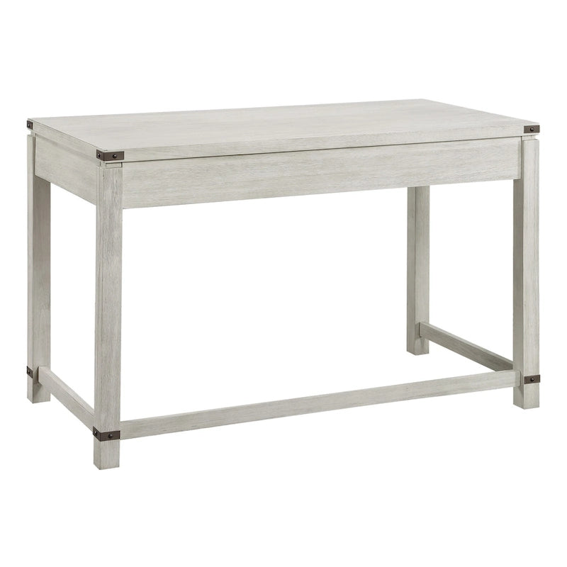Bureau d'écriture industriel rustique marron/blanc cassé avec 3 tiroirs – 122 cm L