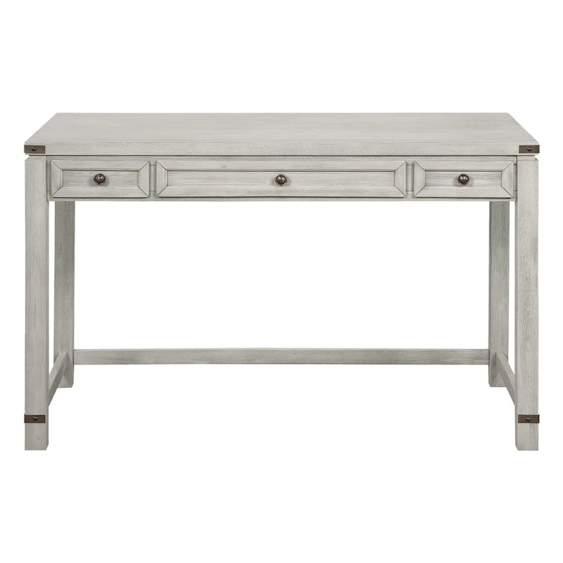 Bureau d'écriture industriel rustique marron/blanc cassé avec 3 tiroirs – 122 cm L