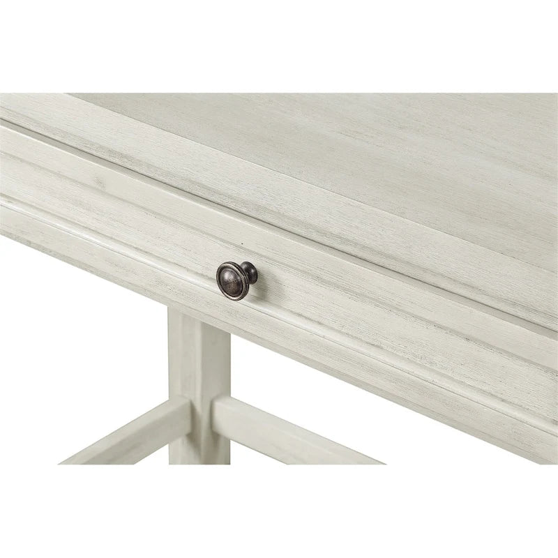 Bureau d'écriture industriel rustique marron/blanc cassé avec 3 tiroirs – 122 cm L