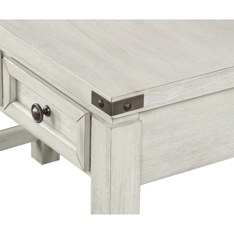 Bureau d'écriture industriel rustique marron/blanc cassé avec 3 tiroirs – 122 cm L