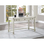 Bureau d'écriture industriel rustique marron/blanc cassé avec 3 tiroirs – 122 cm L