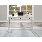 Bureau d'écriture industriel rustique marron/blanc cassé avec 3 tiroirs – 122 cm L
