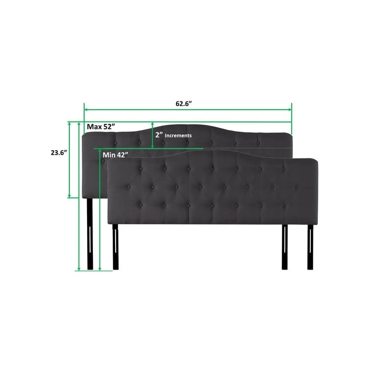 Tête de lit de taille Queen ajustable capitonnée, de couleur blanc/gris foncé/noir/espresso/crème/gris clair – 2 personnes