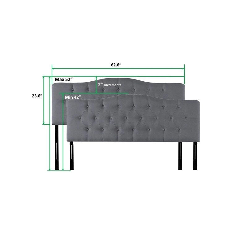 Tête de lit de taille Queen ajustable capitonnée, de couleur blanc/gris foncé/noir/espresso/crème/gris clair – 2 personnes