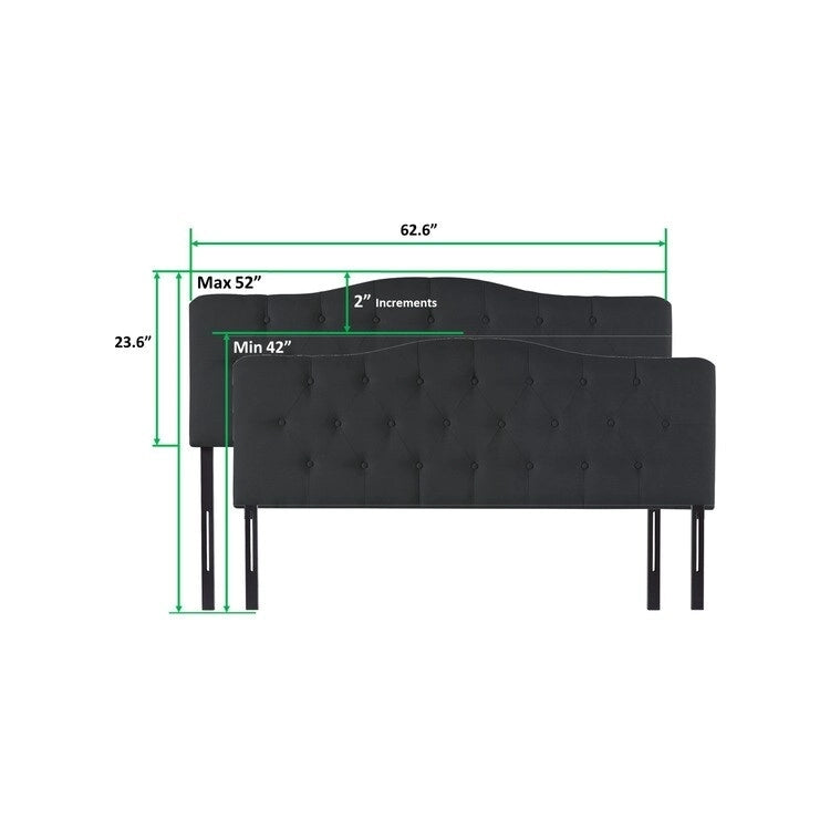 Tête de lit de taille Queen ajustable capitonnée, de couleur blanc/gris foncé/noir/espresso/crème/gris clair – 2 personnes