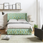 Lit plateforme traditionnel avec housse lavable, tête de lit à oreilles et rangement sous le lit – Grand lit / Très grand lit, 2 personnes
