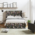 Lit plateforme traditionnel avec housse lavable, tête de lit à oreilles et rangement sous le lit – Grand lit / Très grand lit, 2 personnes