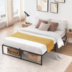 Cadre de lit plateforme en métal noir avec support en acier 3-en-1 et dégagement sous le lit de 33 cm – Lit simple / double / grand lit