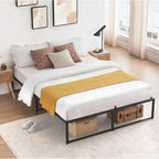 Cadre de lit plateforme en métal noir avec support en acier 3-en-1 et dégagement sous le lit de 33 cm – Lit simple / double / grand lit