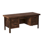 Bureau de direction en aulne noueux Whiskey de 180 cm avec tablette coulissante, tiroir supérieur, tiroir classeur, porte et gestion des câbles – Aucun assemblage requis