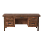 Bureau de direction en aulne noueux Whiskey de 180 cm avec tablette coulissante, tiroir supérieur, tiroir classeur, porte et gestion des câbles – Aucun assemblage requis