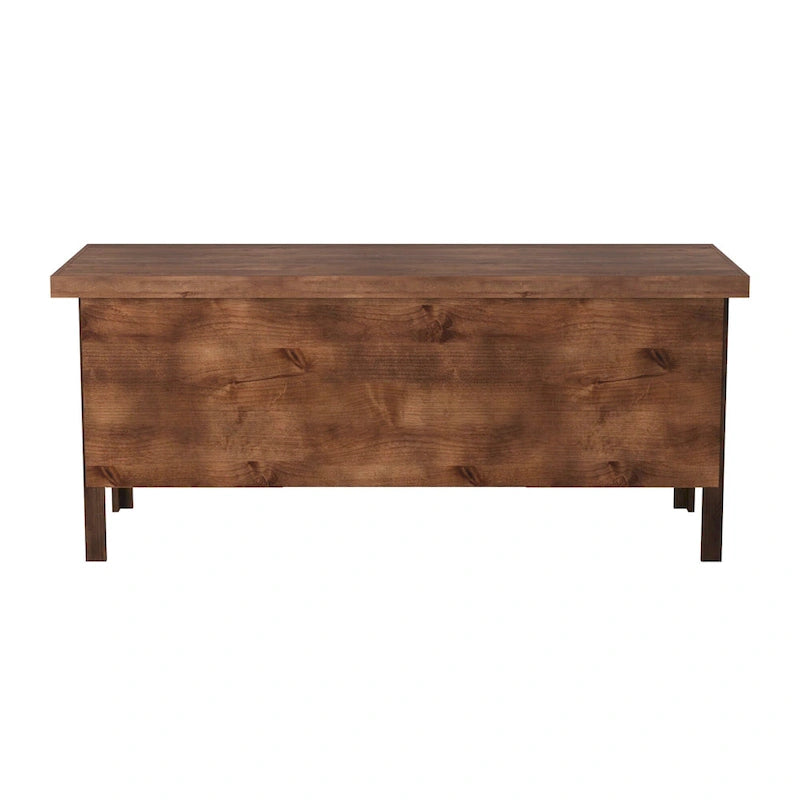 Bureau de direction en aulne noueux Whiskey de 180 cm avec tablette coulissante, tiroir supérieur, tiroir classeur, porte et gestion des câbles – Aucun assemblage requis