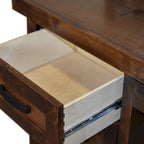 Bureau de direction en aulne noueux Whiskey de 180 cm avec tablette coulissante, tiroir supérieur, tiroir classeur, porte et gestion des câbles – Aucun assemblage requis