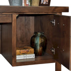 Bureau de direction en aulne noueux Whiskey de 180 cm avec tablette coulissante, tiroir supérieur, tiroir classeur, porte et gestion des câbles – Aucun assemblage requis