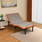 Cadre de lit métallique noir réglable avec massage, télécommande sans fil et lumière sous le lit – Twin XL / Queen / King / Split King